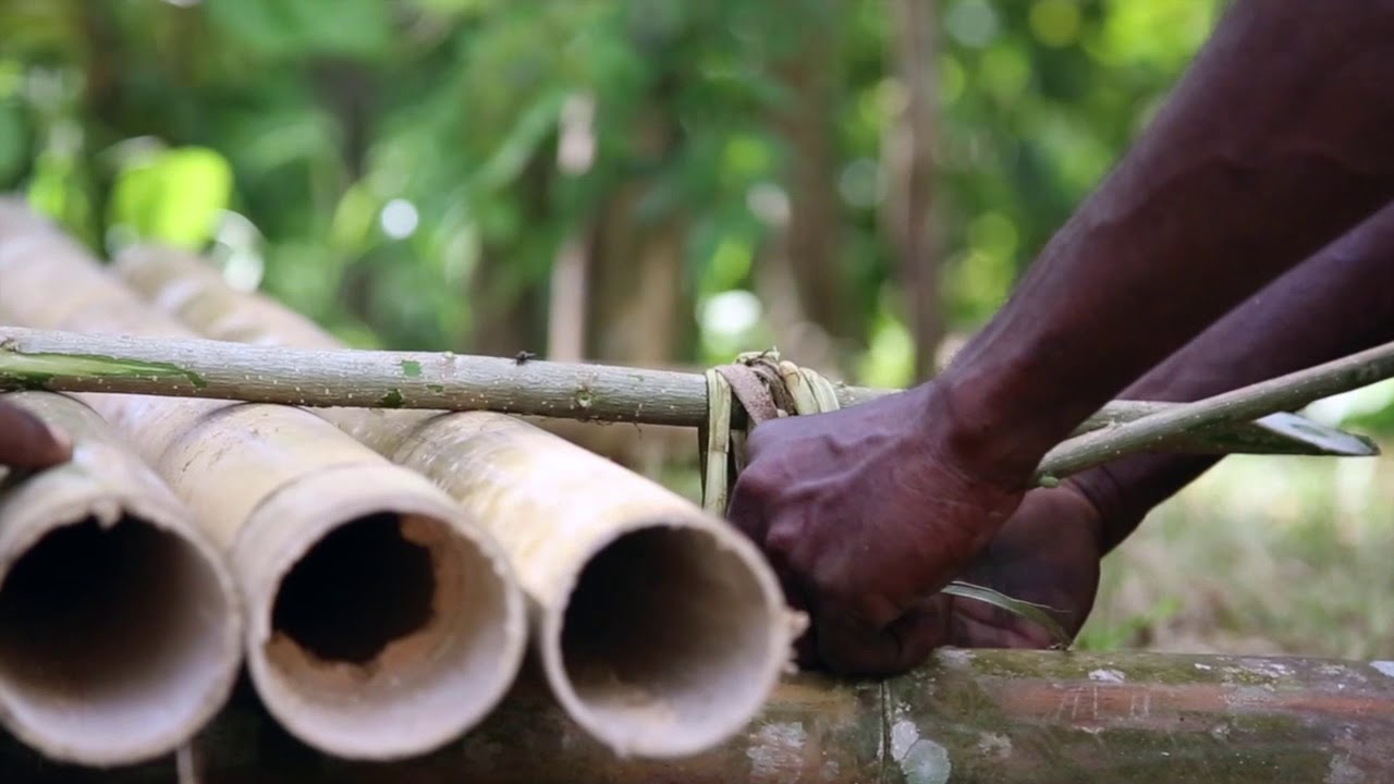 Creating music with the bamboo band