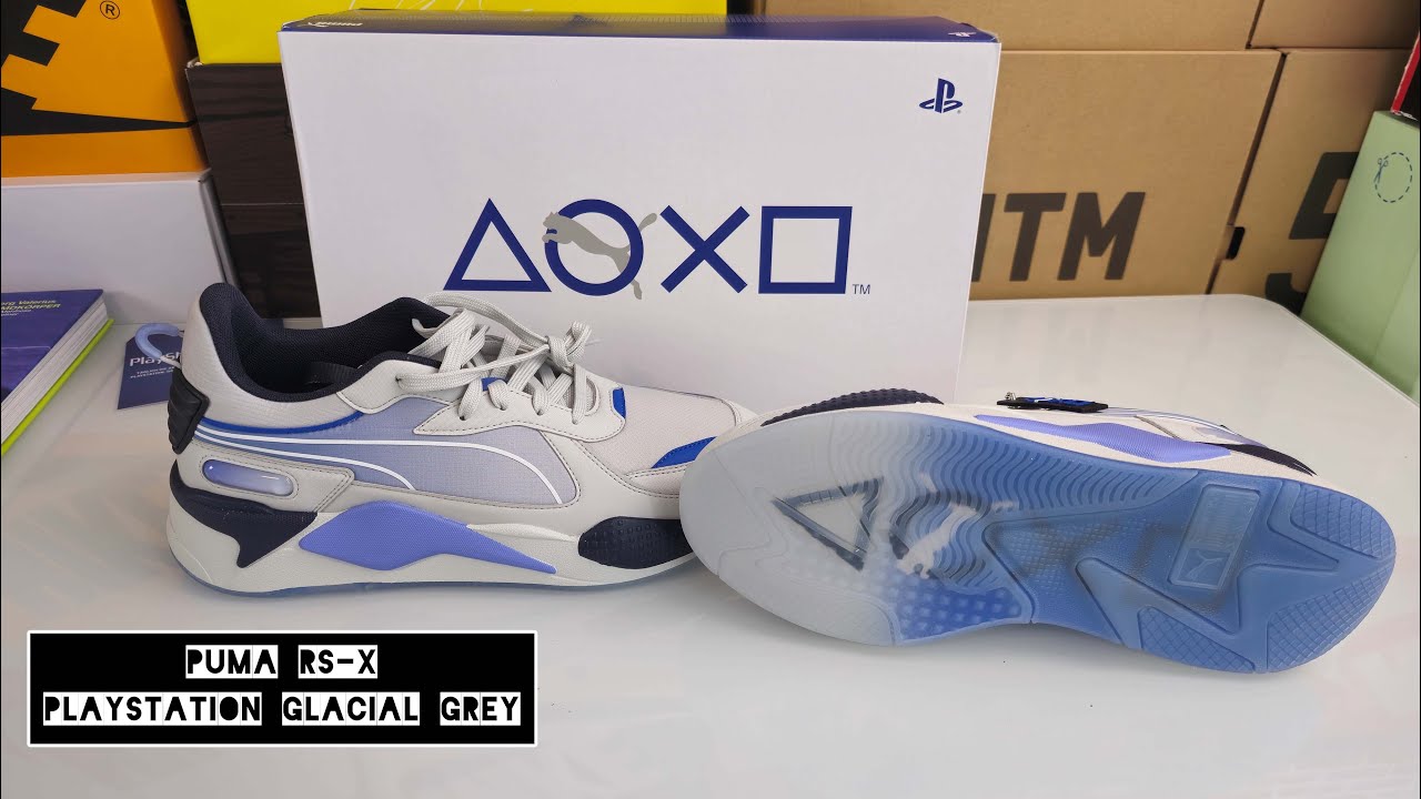 Puma RS-X PlayStation Glacial Grey - On Feet and Check - 85% Nice Details