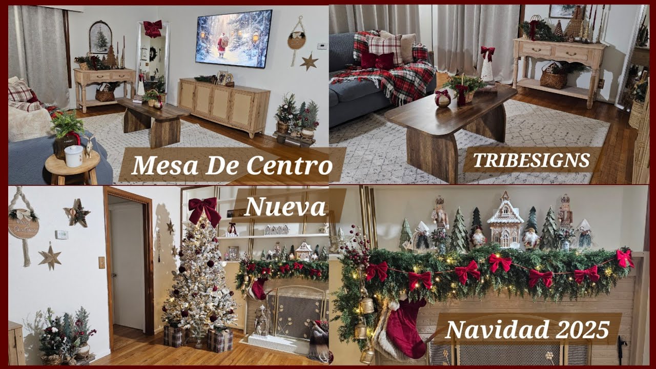 NUEVA MESA DE CENTRO + DECORACIÓN NAVIDEÑA 2025 RÚSTICA 🪵 🎄