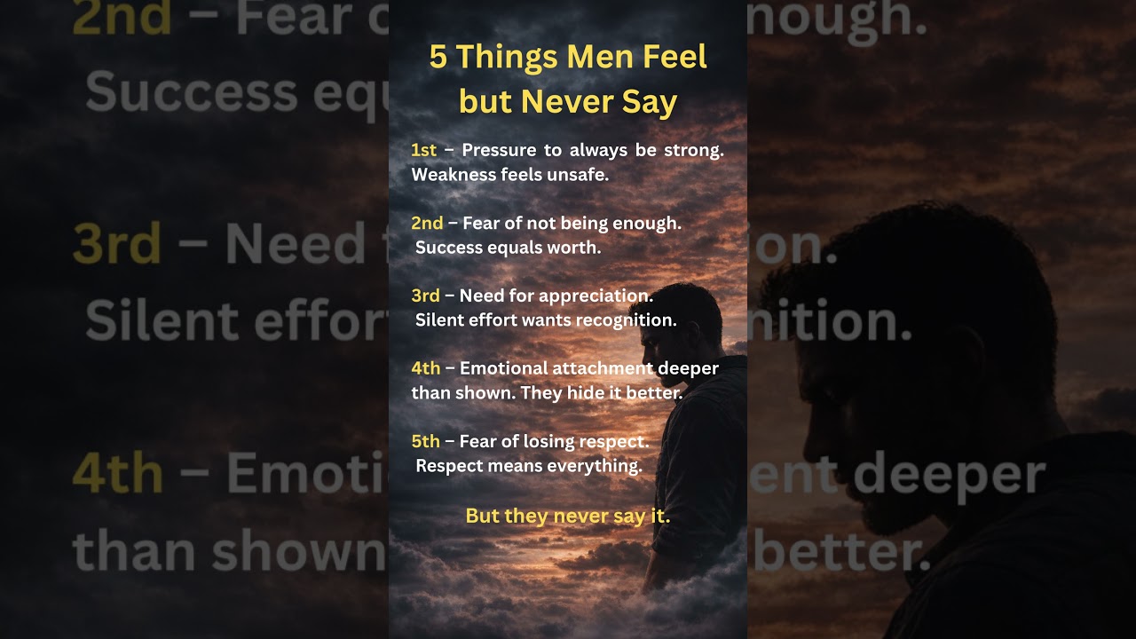 5 Things Men Feel But Never Say (The Truth Most Men Hide)