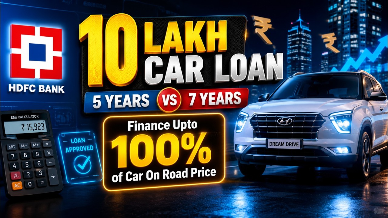 HDFC Bank Car Loan 2026 | ₹10 Lakh Car Loan EMI for 5 & 7 Years | Interest Rate & Eligibility |