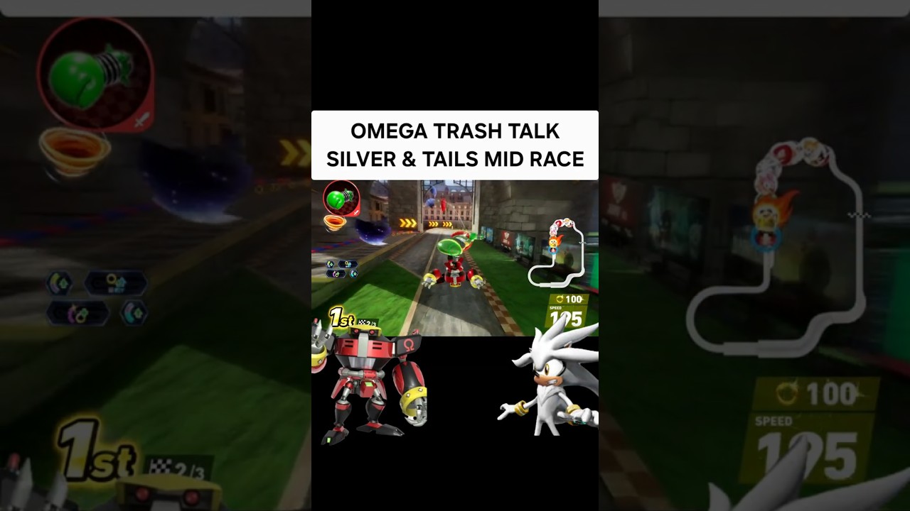 Omega Trash Talk Silver and Tails mid Race Sonic Racing CrossWorlds