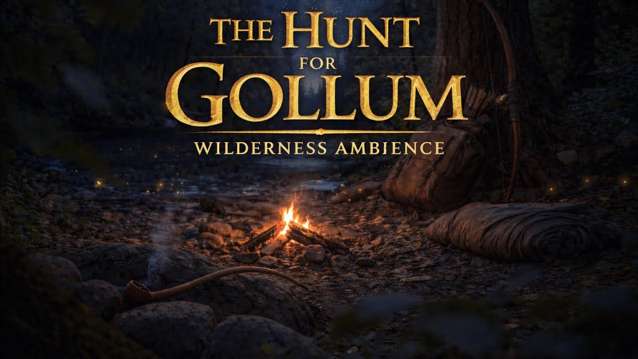 Strider’s Camp | The Hunt for Gollum | Wilderness Night Ambience (River, Fire, Fireflies)