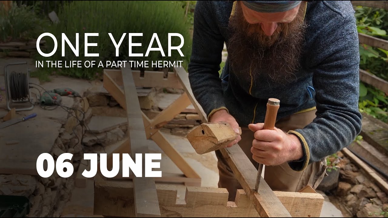 One Year in the Life of a Part Time Hermit - June - Of a first harvest and a table to enjoy it on