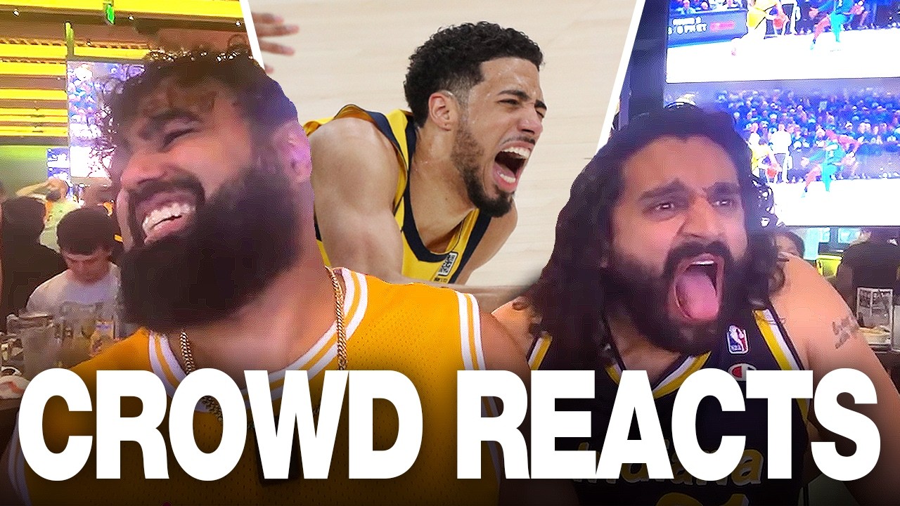 Pacers fans in a bar react to Tyrese Haliburton Injury - Game 7 NBA Finals