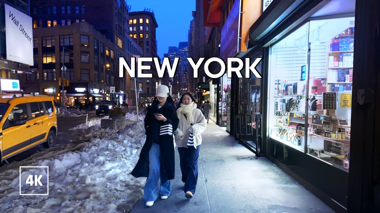 New York City Night Walk Evening stroll in Midtown Manhattan