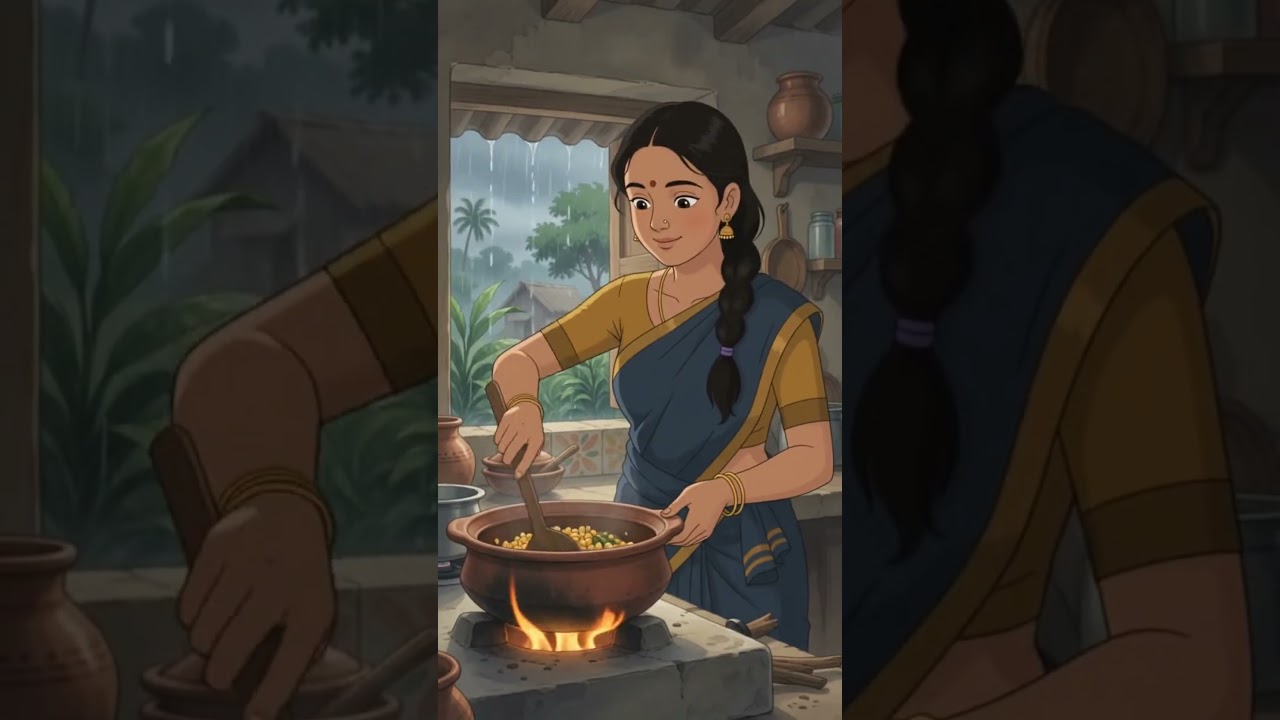 Rainy Day Fresh Corn Curry 🌧️🌽 | 2D Ghibli-Style Village Cooking ASMR
