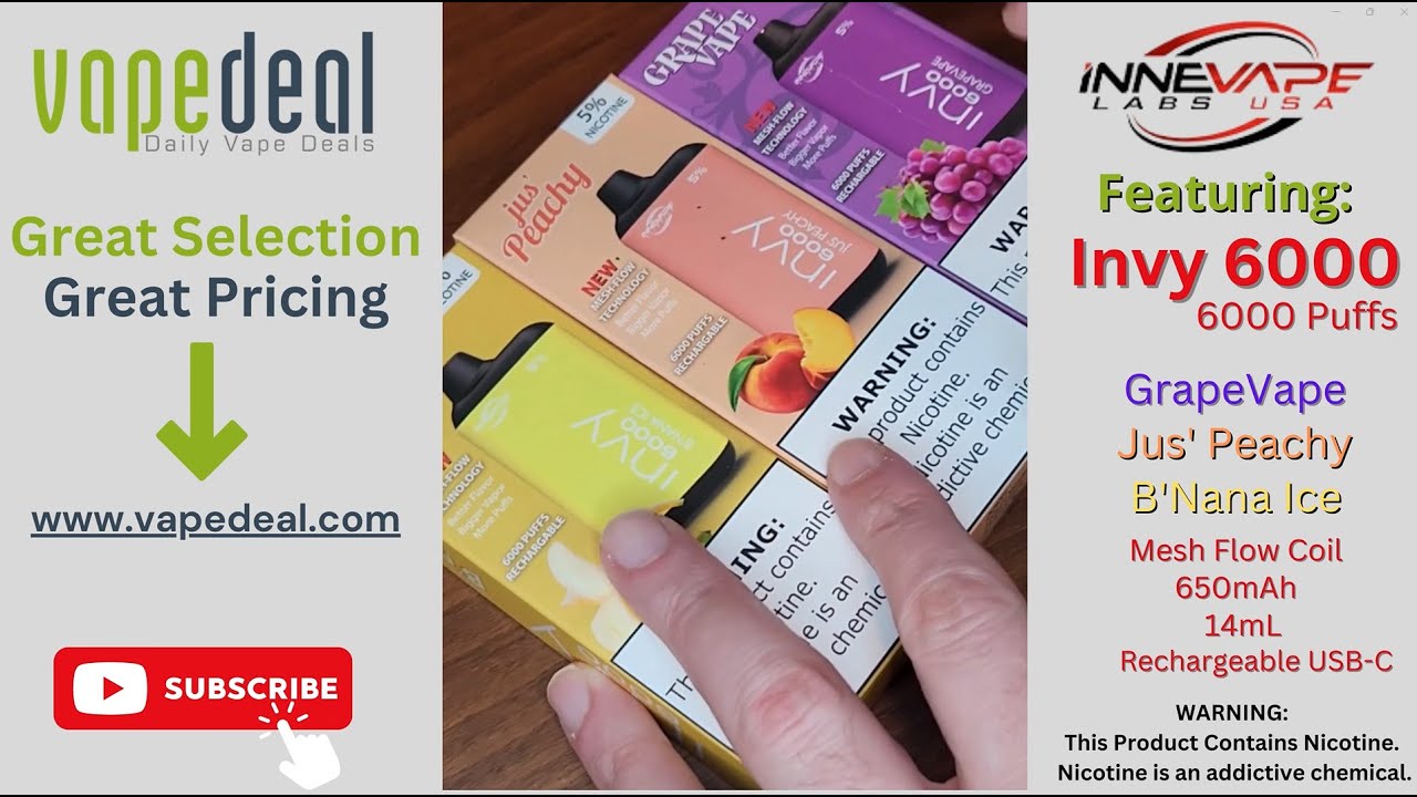 Unboxing with Review Innevape Invy 6000 Disposable Vape 6000 Puff Vapedeal.com #asmr #soundon