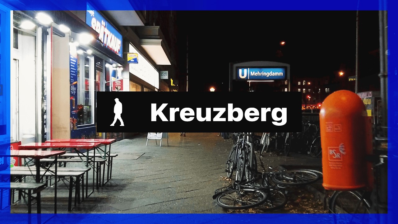 Night Walking tour Kreuzberg 🇩🇪 Mehringdamm, Berlin | Outside Walker