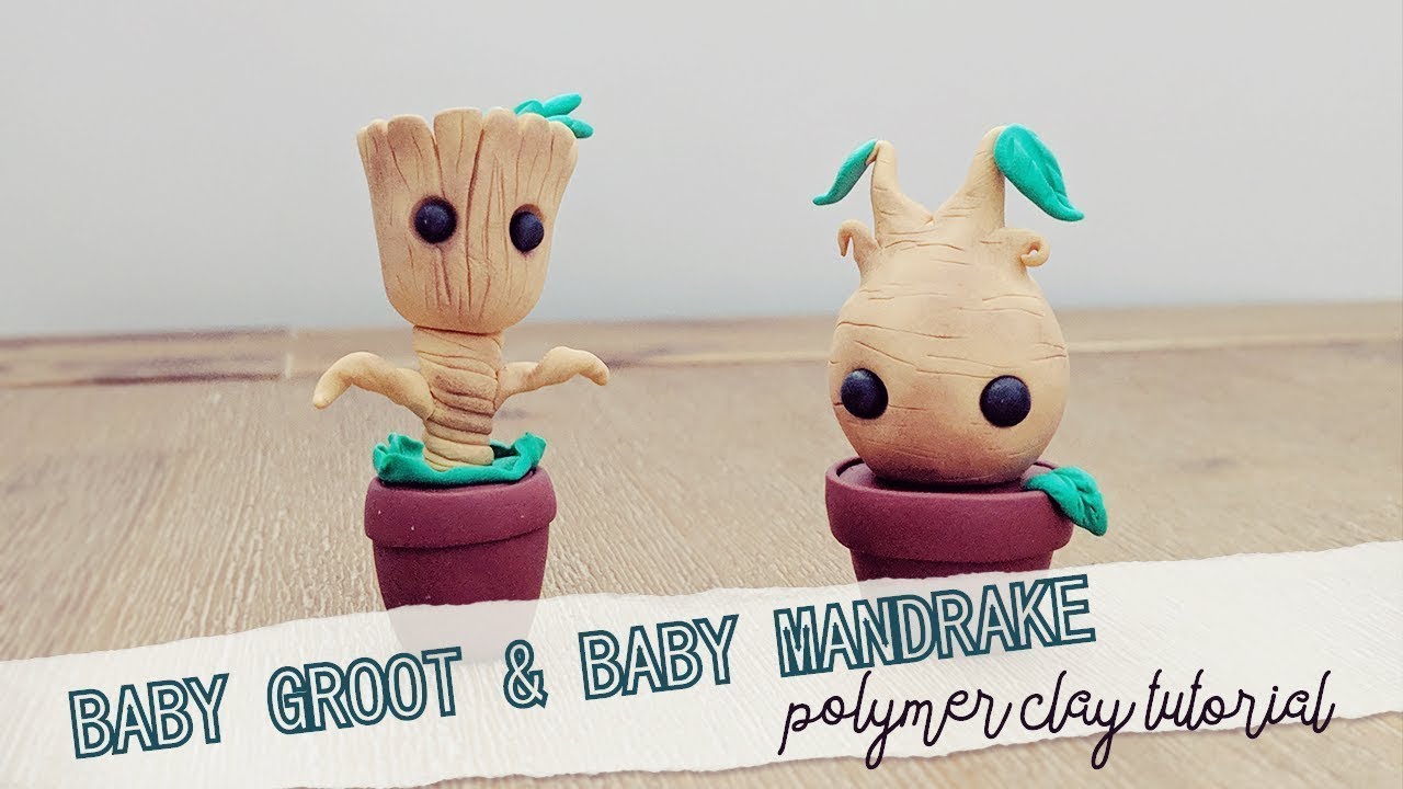 Baby Groot & Baby Mandrake Polymer Clay Tutorial for Beginners