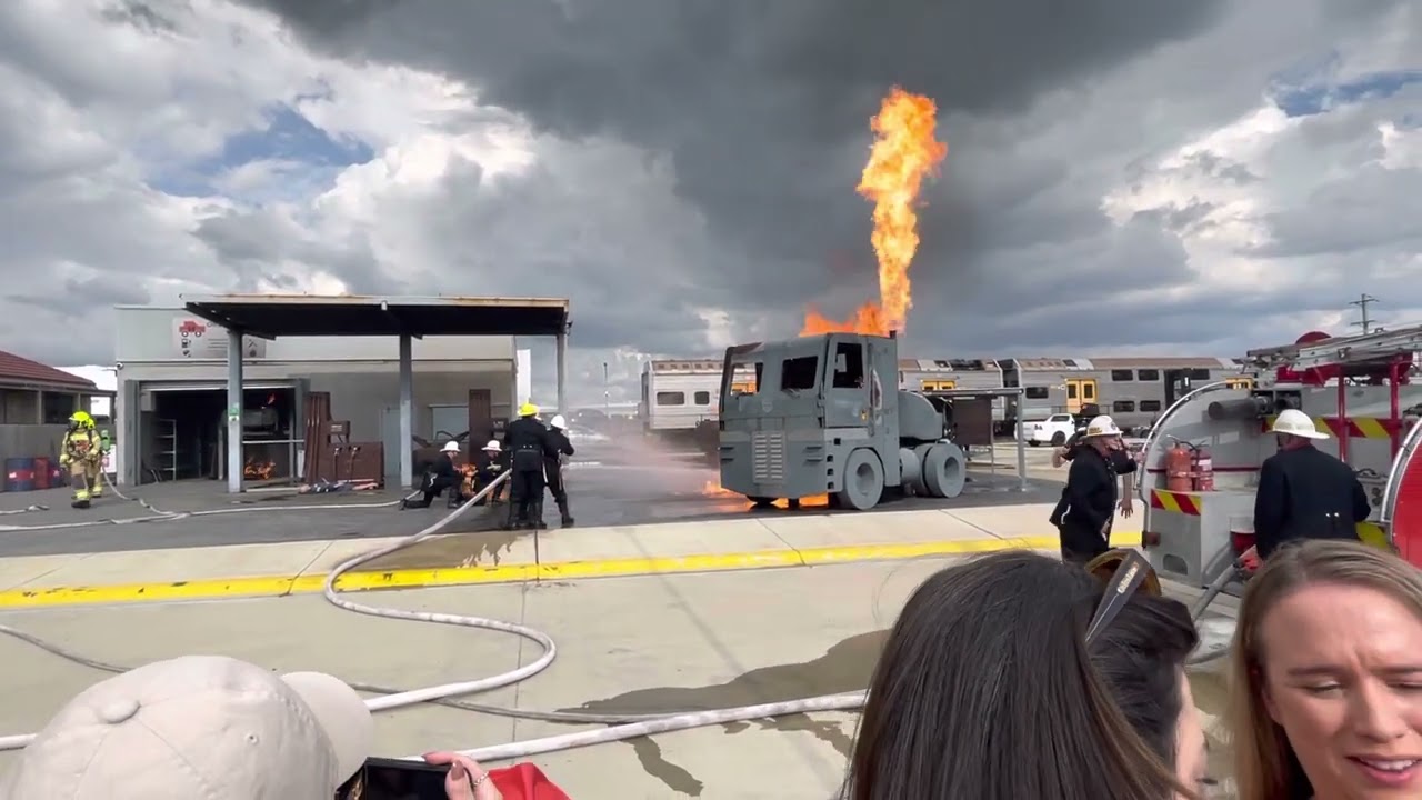 Fire rescue training academy Service station fire demonstration
