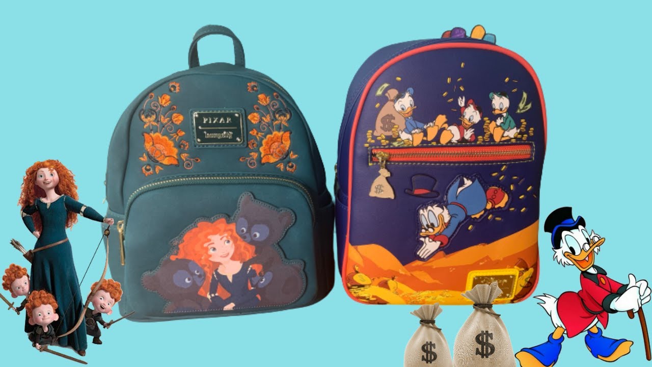 Loungefly Disney Pixar Brave Triplets and Ducktales Gold Coins Mini Backpack