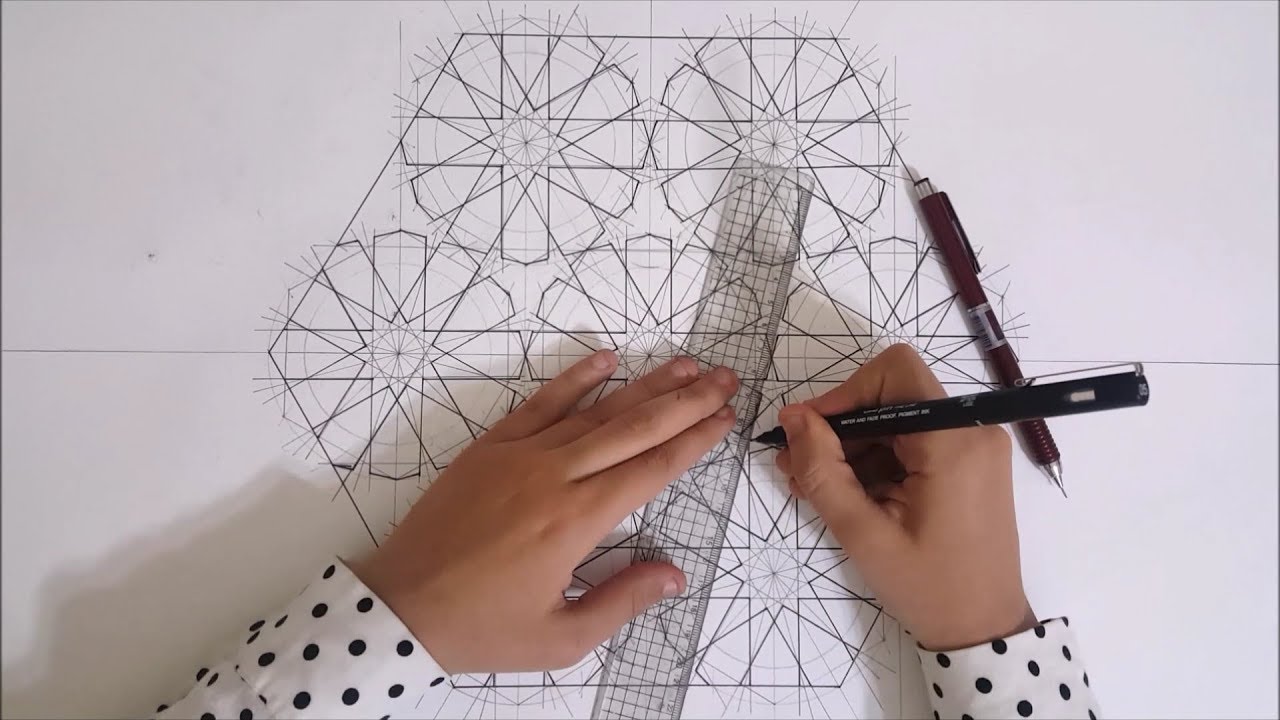 How to draw an Islamic geometric pattern #14 | زخارف اسلامية هندسية (speed version)