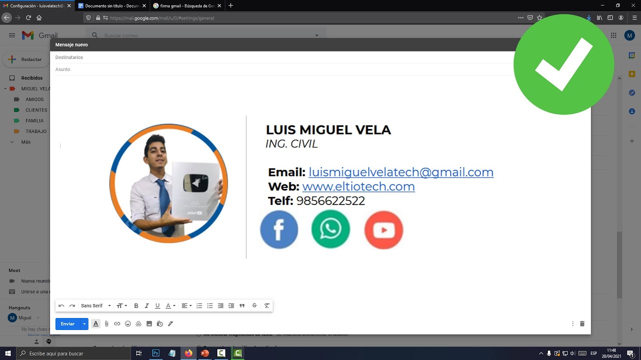 Como poner una firma en Gmail con Imagen y Texto 2021