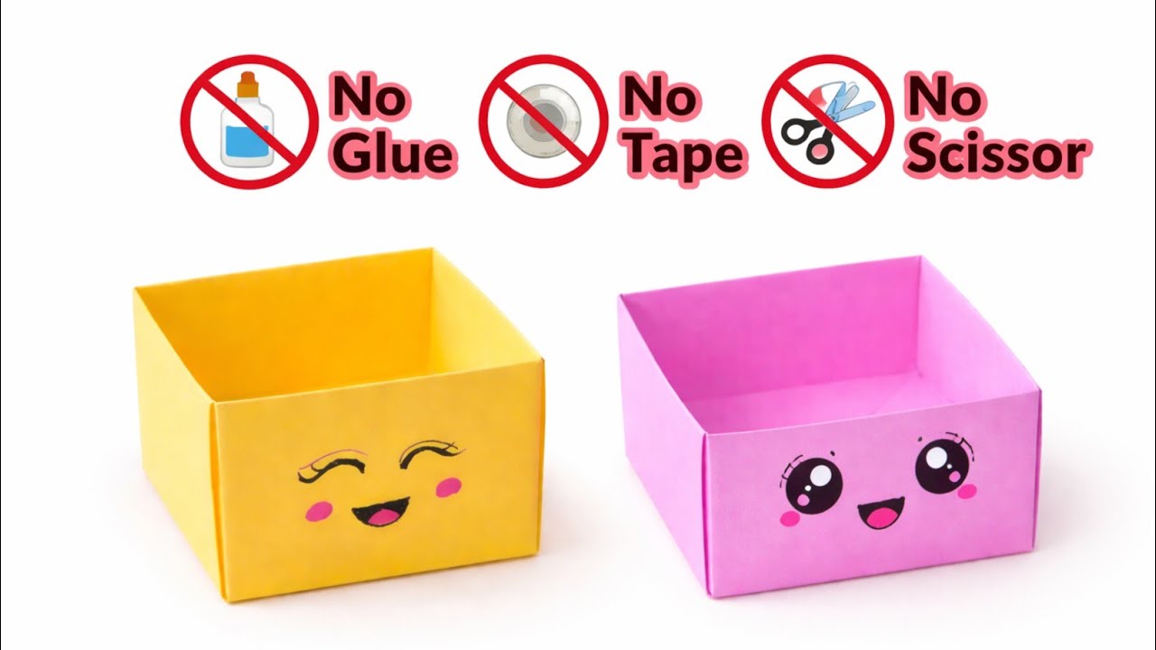 Origami box/Paper box/No glue paper box/No glue paper craft/Easy craft hub