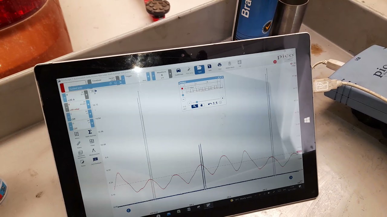 Picoscope WPS500 injector back leakage test