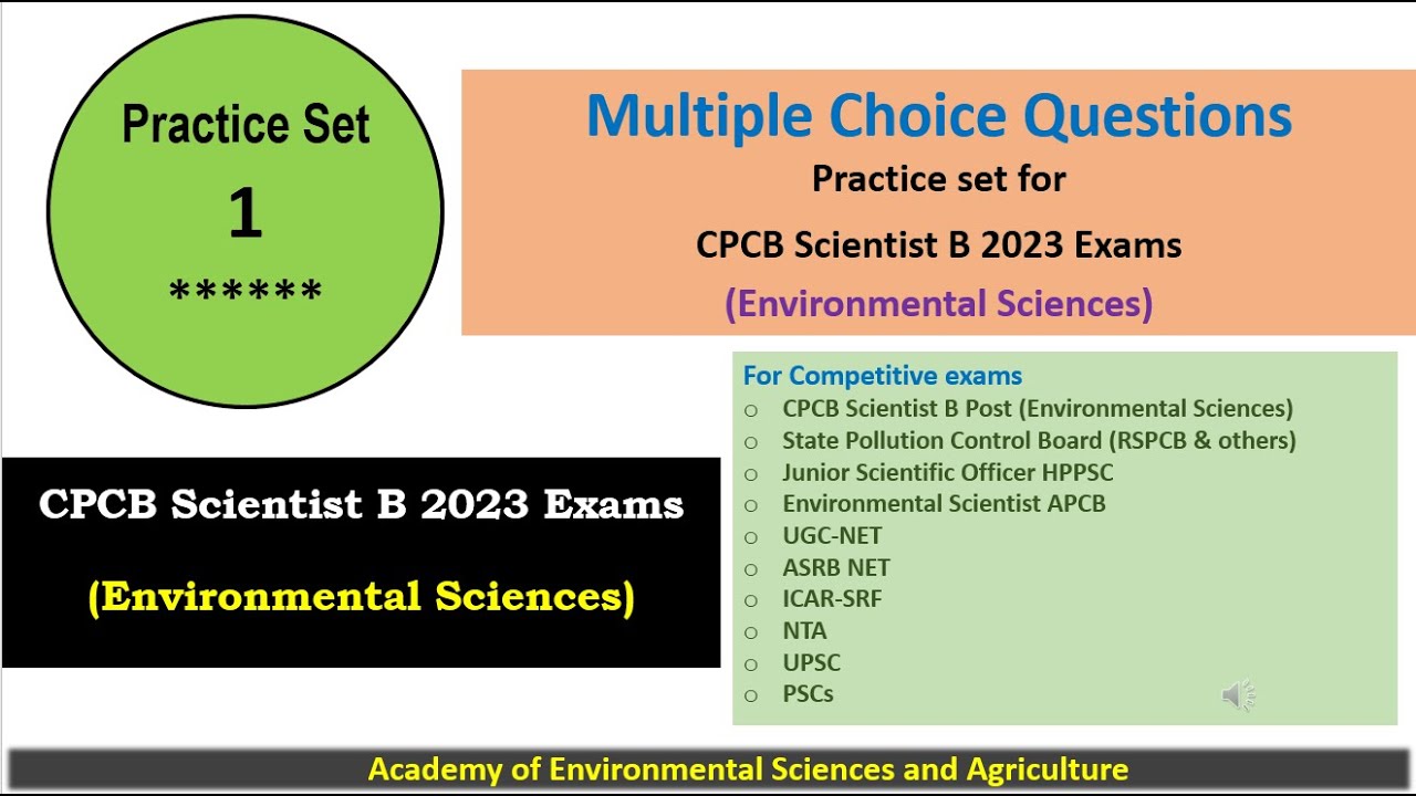 CPCB Scientist B Environmental Science MCQ  I Questions for CPCB Exam I Environmental Sciences