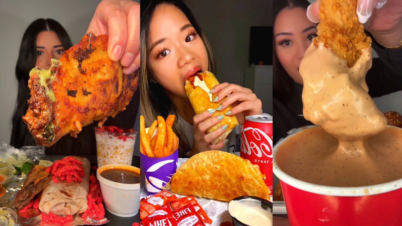 TIKTOK Mukbang Compilation | Birria Tacos, Cane's, Taco Bell, Wingstop & More!