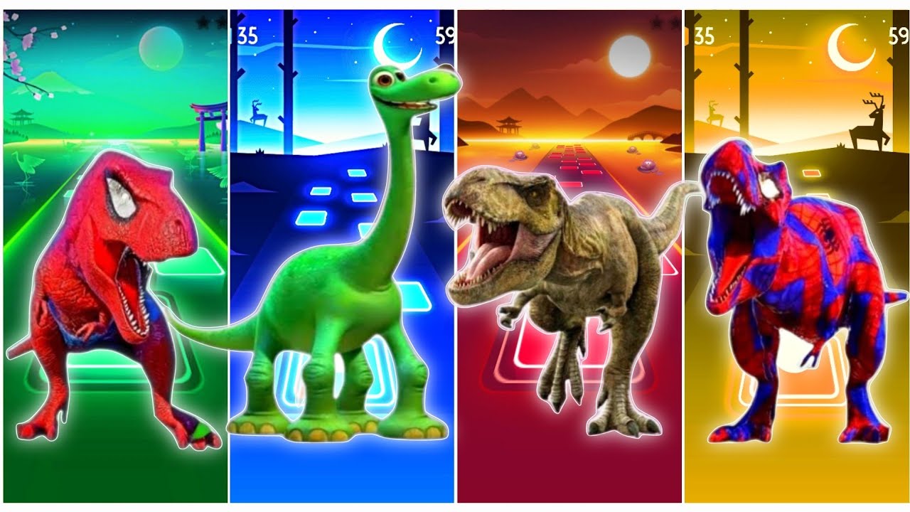 JurassicWorld T-Rex🆚The Good dinosaur🆚The Tyranosaurus🆚Tyranosaurus Evolution Coffeen dance TilesHop