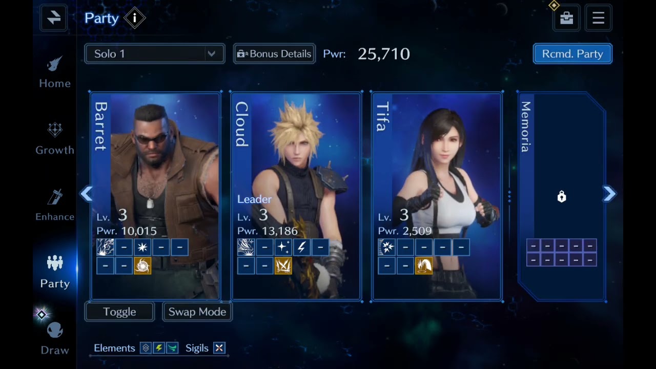 Final fantasy 7 ever crisis, how to arrange solo party, & how to choose, equip weapons, materia