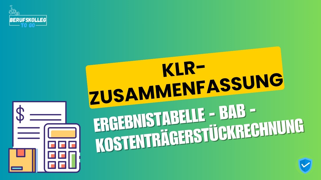 Von der GuV zu den Selbstkosten I Ergebnistabelle I BAB I Kostenträgerstückrechnung