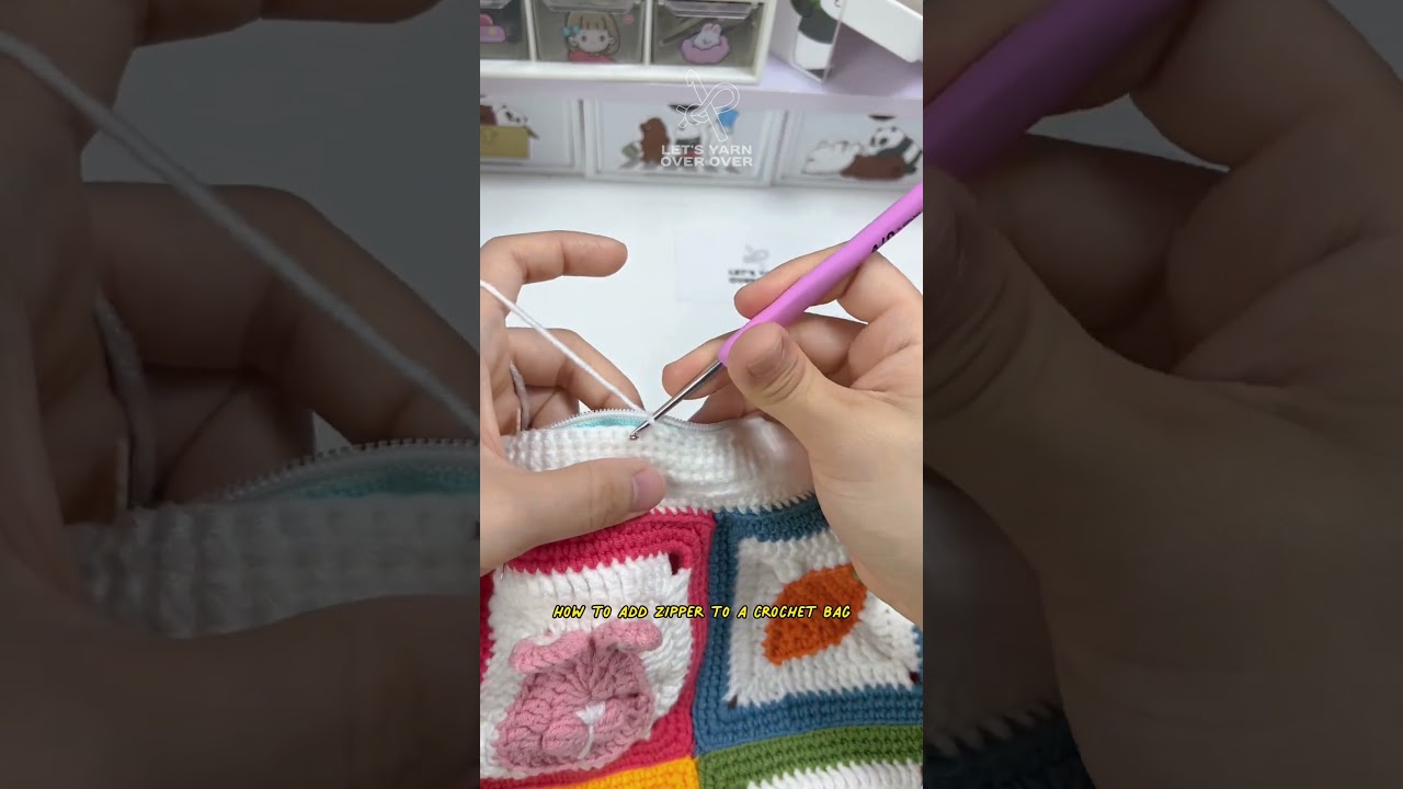 How to add zipper to a crochet bag #bagmakingtutorial #crochetbag