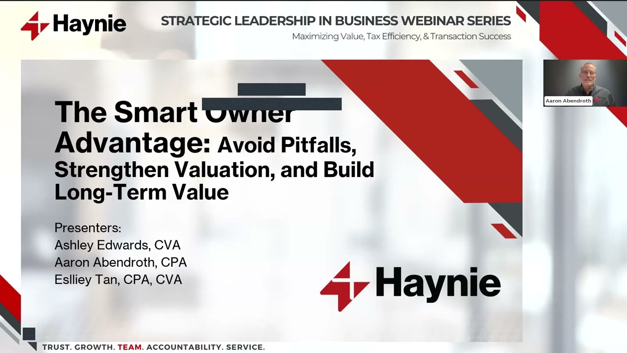 The Smart Owner Advantage: Avoid Pitfalls, Strengthen Valuation, and Build Long-term Value Webinar