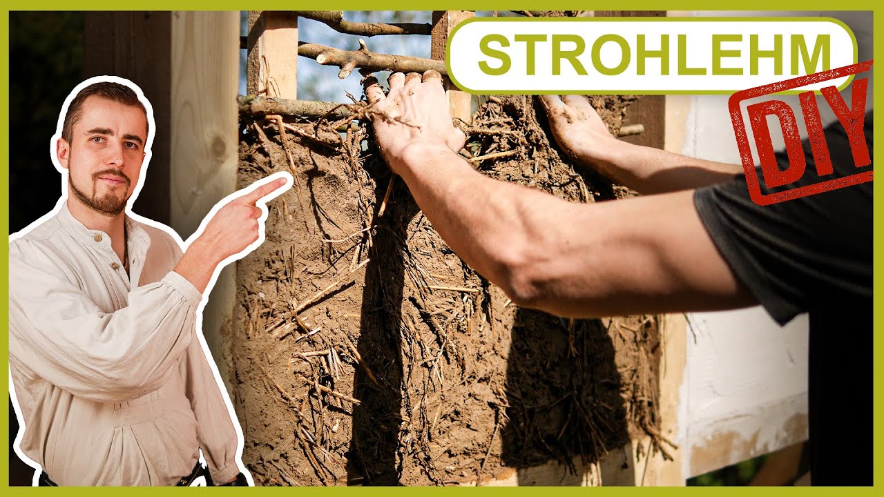 Strohlehm selber machen und ein Gefach d&auml;mmen | Staketen mit Weidengeflecht