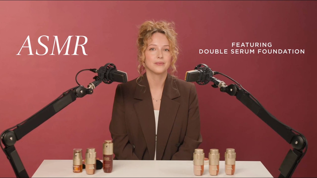 ASMR August's Glowing Makeup Routine featuring Double Serum Foundation | ASMR x Clarins