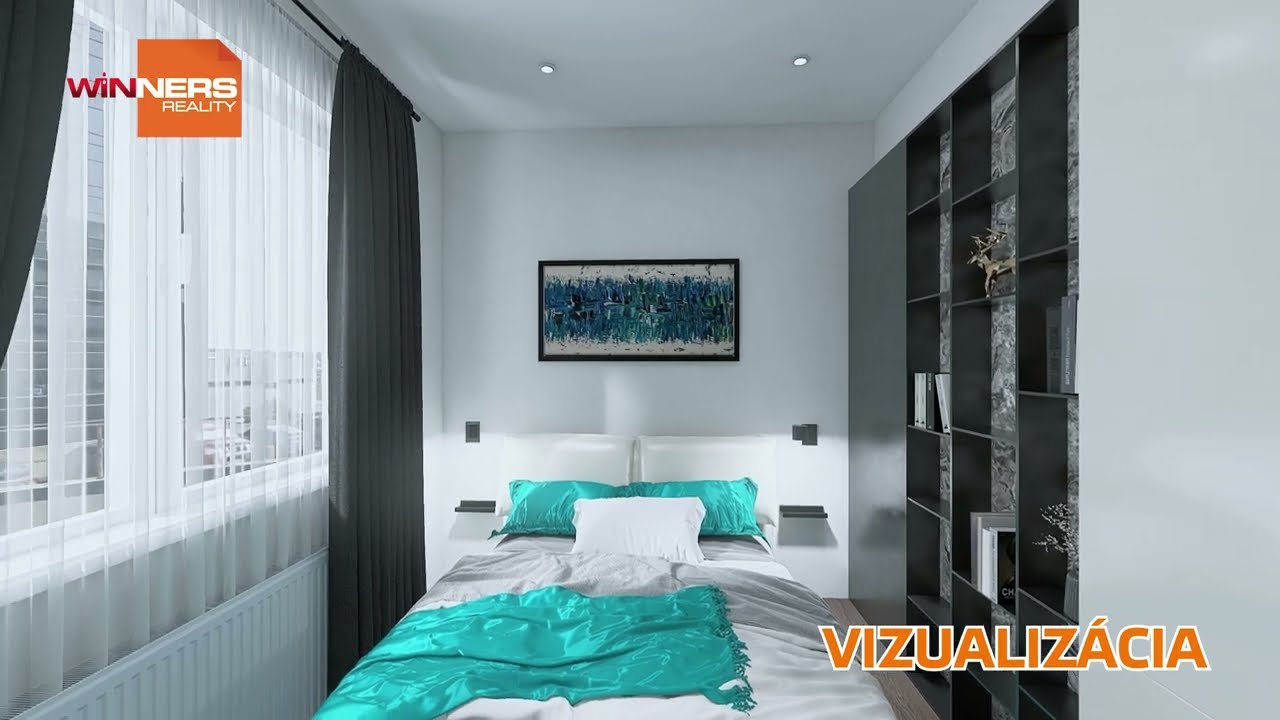 Vizualiz&aacute;cia priestrann&eacute;ho 2-izbov&eacute;ho bytu v Banskej Bystrici, Kriv&aacute;nska ulica