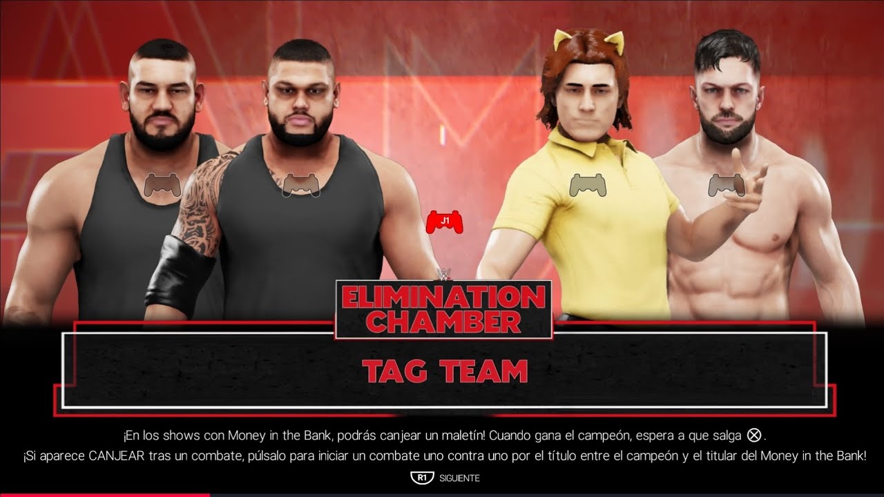 WWE 2k19 Author of Pain vs Cheese Sandwich y Finn Balor - Tag Team