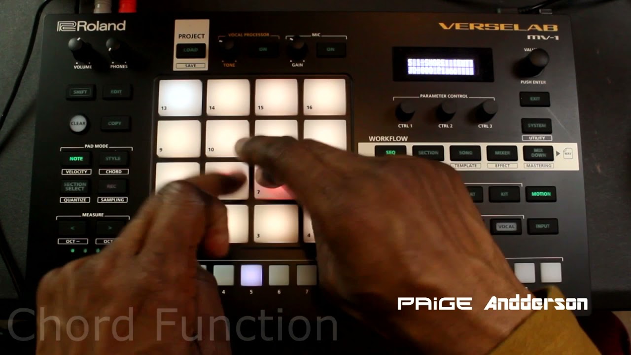 Roland VERSELAB MV 1 How to Find Chord Function Saving,Loading and Naming PROJECT