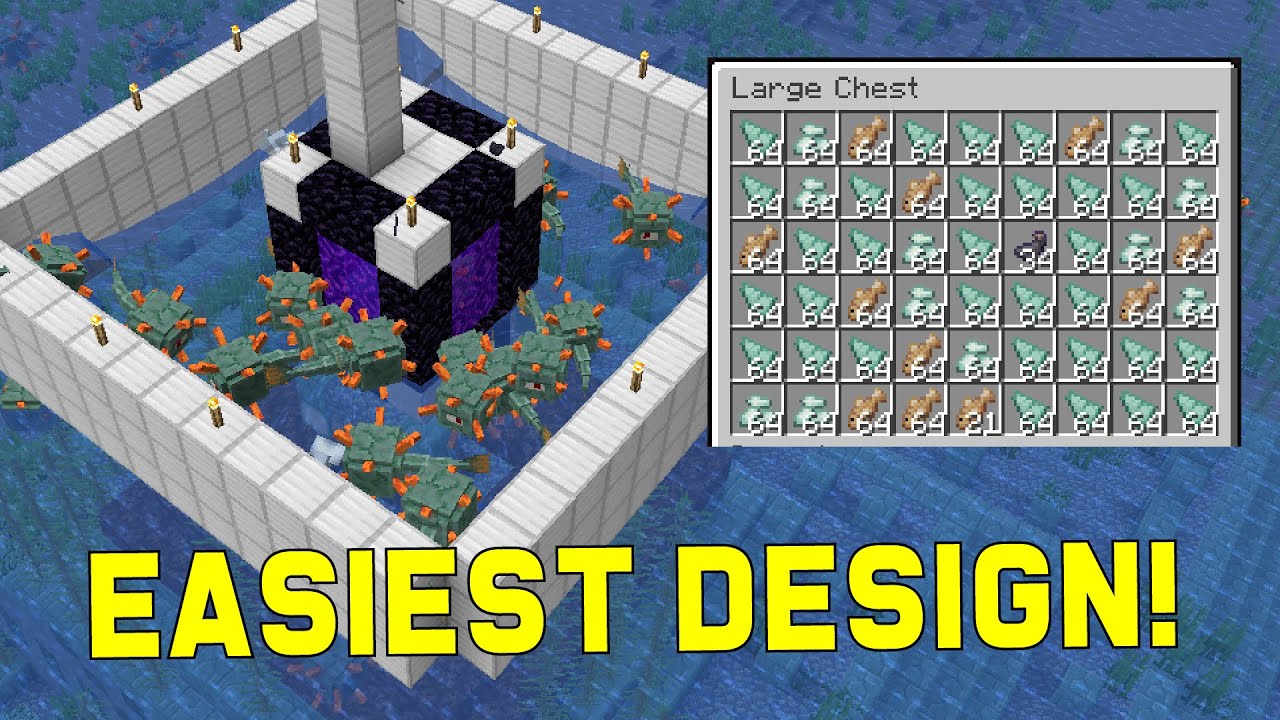 Easiest Guardian Farm in Minecraft! Sea Lanterns, Dark Prismarine, Etc! | Best, Easy Minecraft Farms