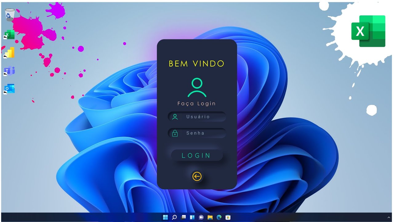 Tela de login UI design para VBA e Excel