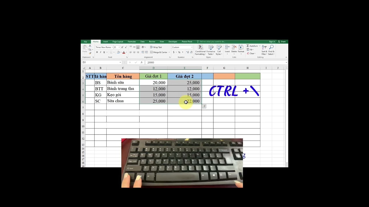 T&igrave;m điểm kh&aacute;c biệt bằng ph&iacute;m tắt CTRL trong Excel