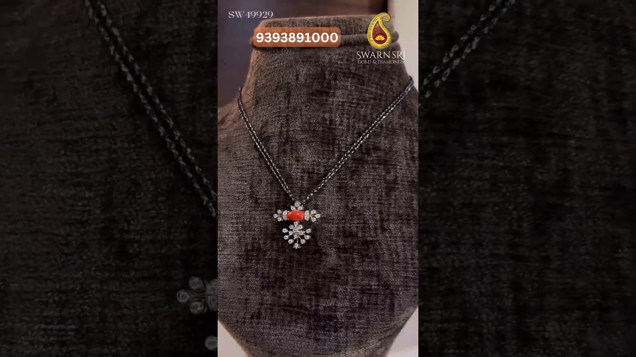 Black beads with diamond pendant #blackbeads #pendant #diamond #nallapusalu #coral #latest #shorts