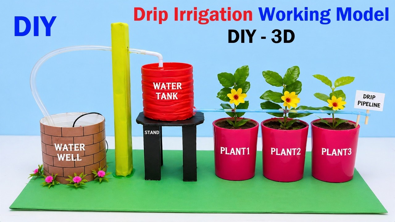 drip irrigation working model 3d | diy at home easily | new design model | howtofunda