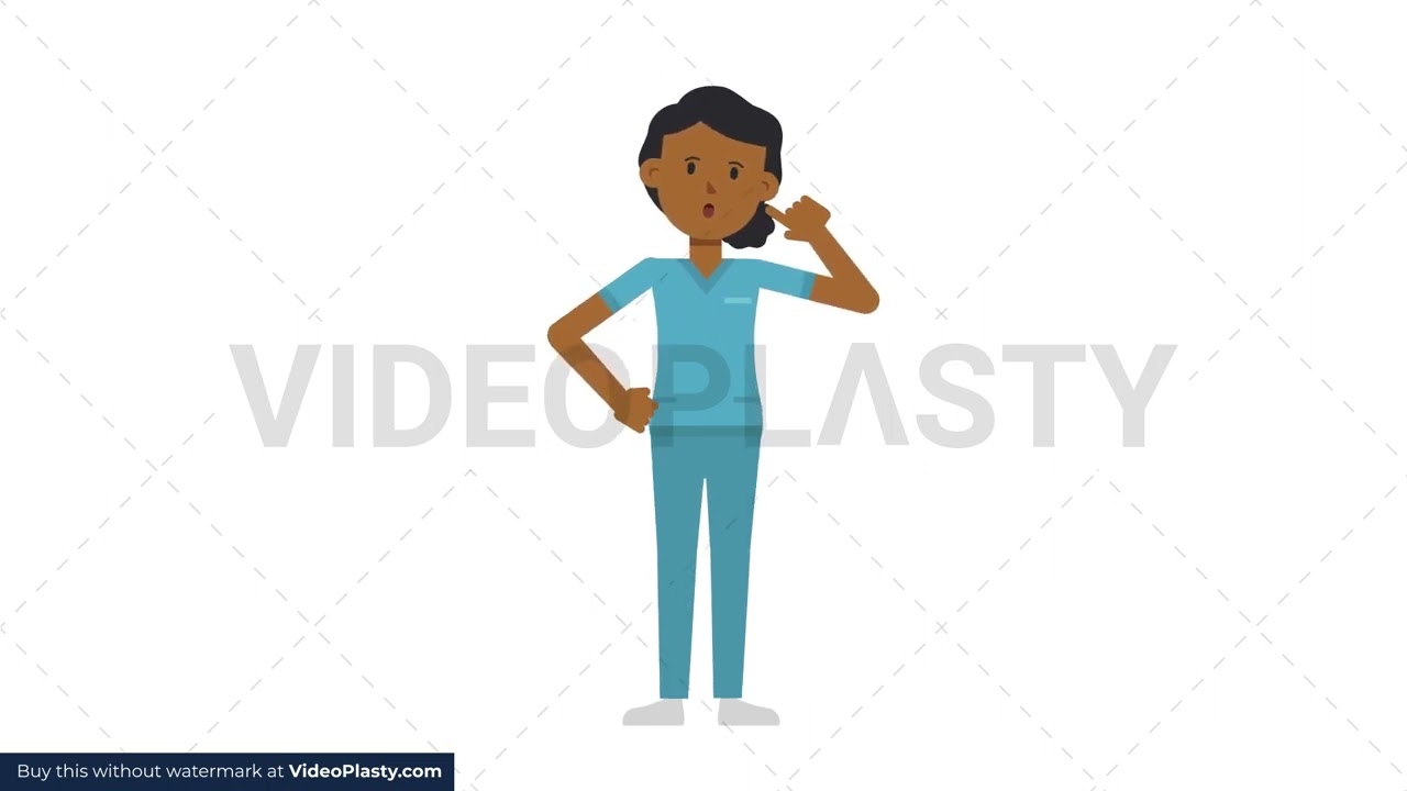 Black Female Nurse Thinking Stock Animation