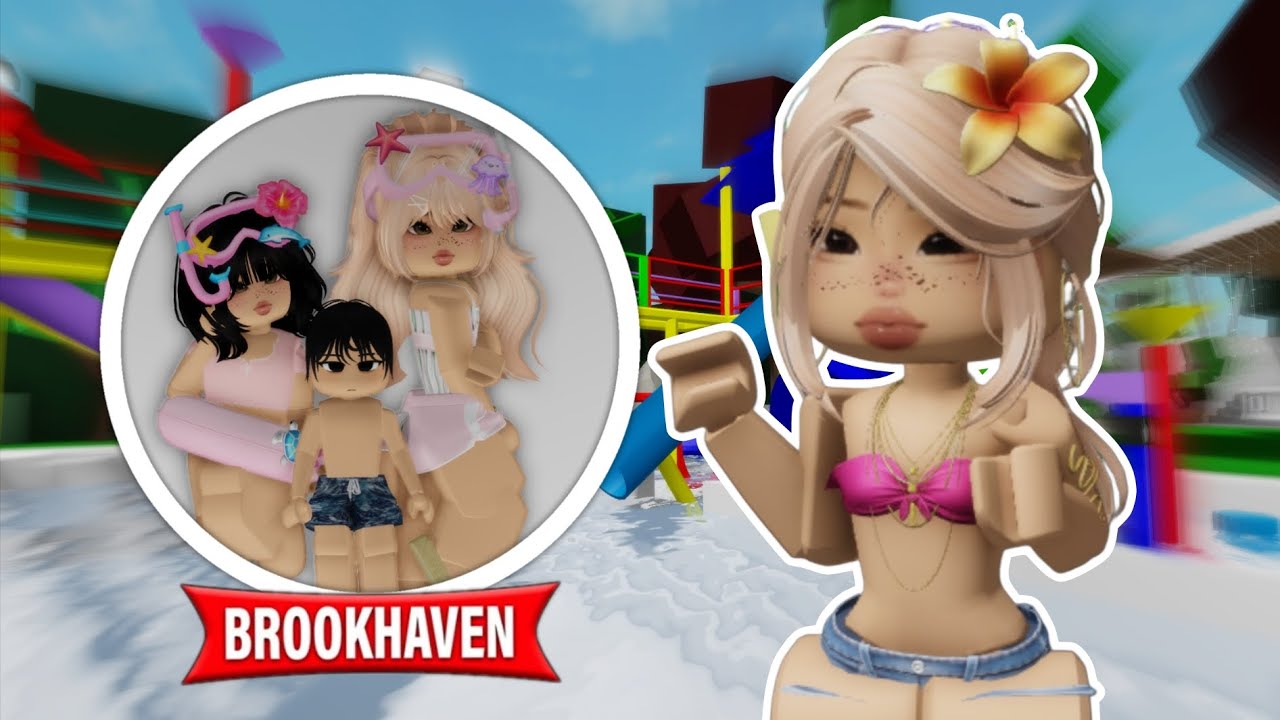 FUI PARA UM PARQUE AQUÁTICO COM MEUS FILHOS 💕no BROOKHAVEN RP 🏠