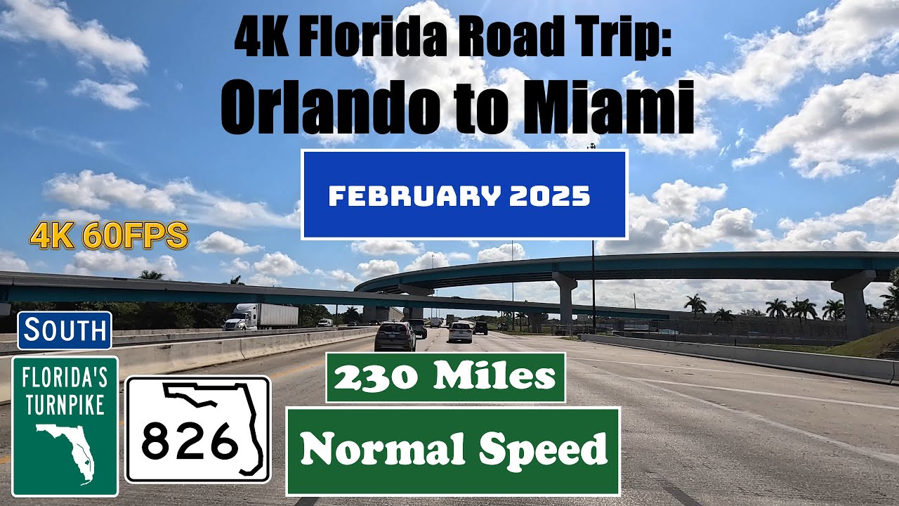 4K Florida Road Trip: Orlando to Miami . Florida's Turnpike & SR 826