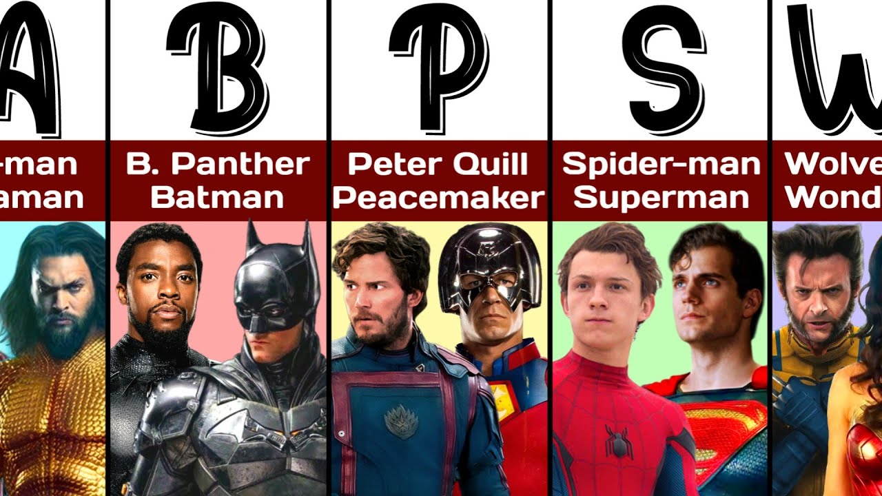 Marvel and DC Superheroes Duos in Alphabetical Order