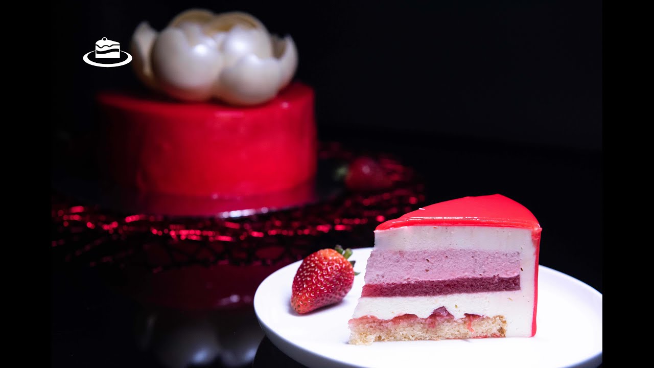 Tort Entremet cu Capsuni si Ciocolata Alba / Strawberry & White Chocolate Mousse Cake (EN. SUB.)
