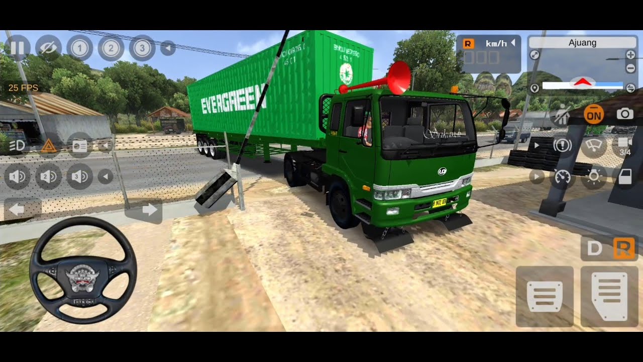 WAH PERMAINAN TRUK KONTAINER UD NISSAN DIESEL EVERGREEN PETI KEMAS LOGISTIK -BUS SIMULATOR INDONESIA