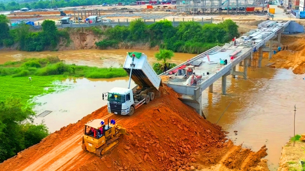 Incredible Bridge Construction Transforming the Landscape! dozer shantui working fast
