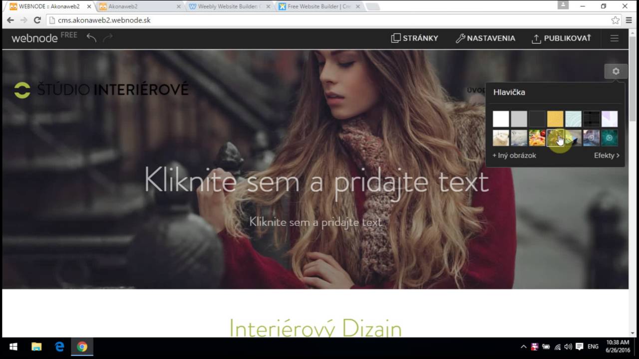 Ako si vytvoriť web stránku zadarmo na WEBNODE.SK