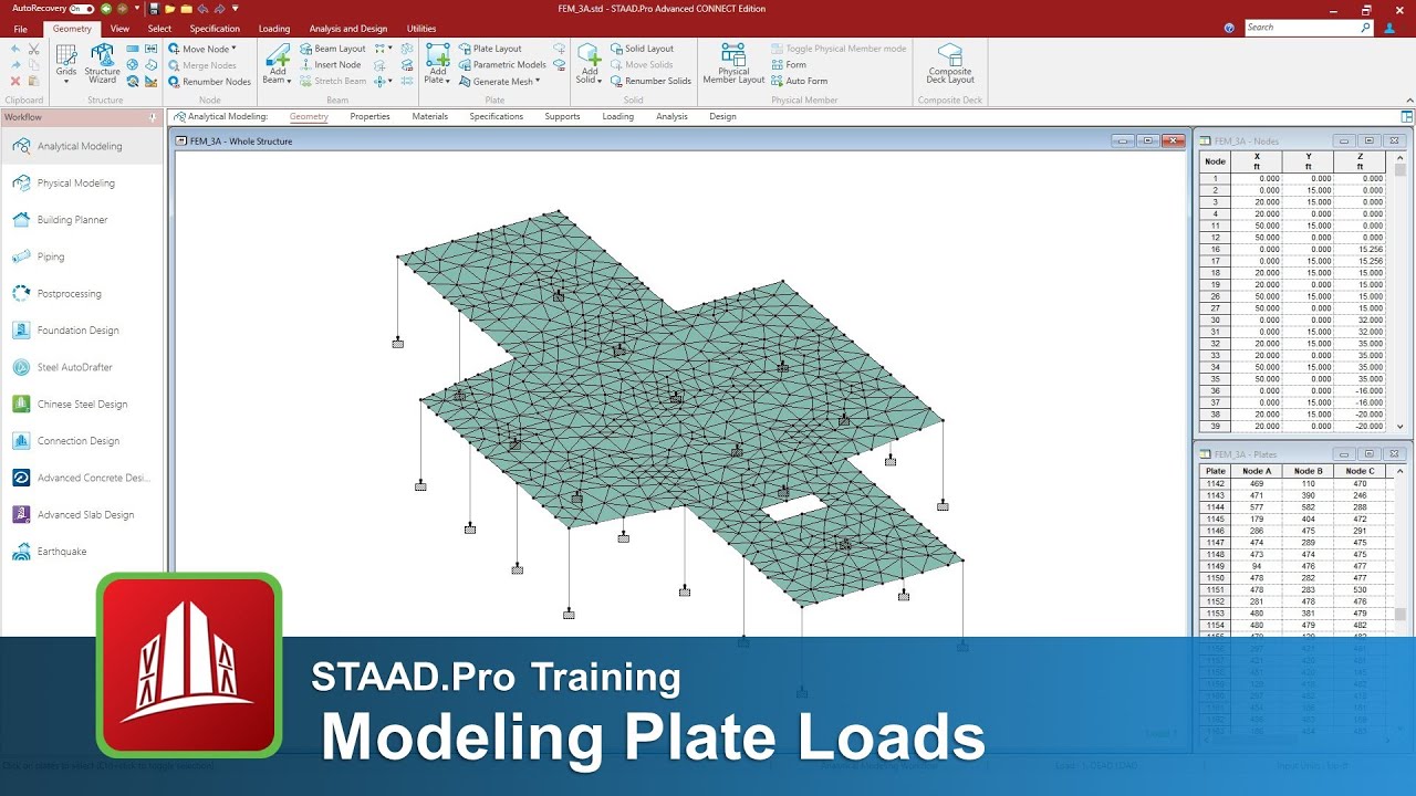 Modeling Plate Loads in the STAAD.Pro Analytical Modeler
