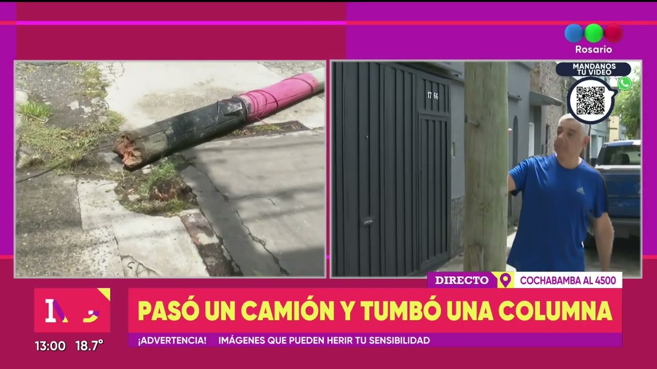 Pasó un camión y tumbó una columna - TELEFE ROSARIO