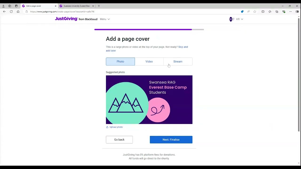 How to create an individual JustGiving page - Hft