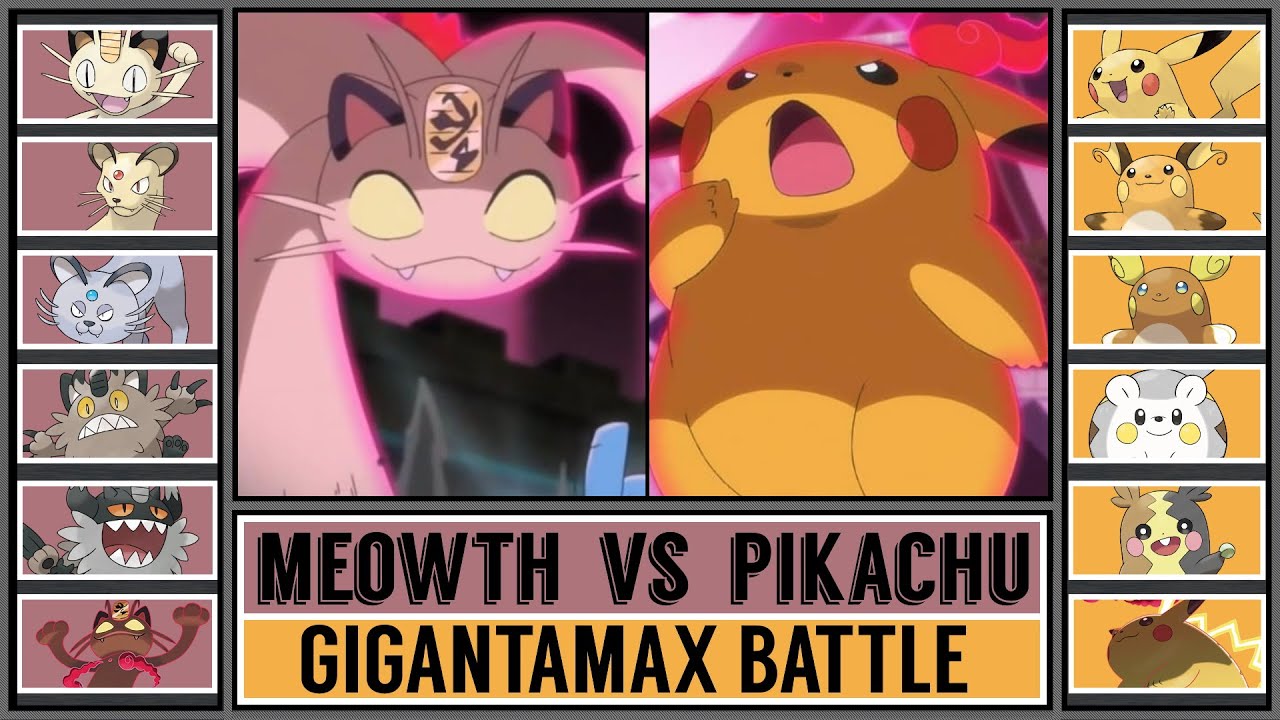 GMAX MEOWTH vs GMAX PIKACHU | Gigantamax Pokémon Battle