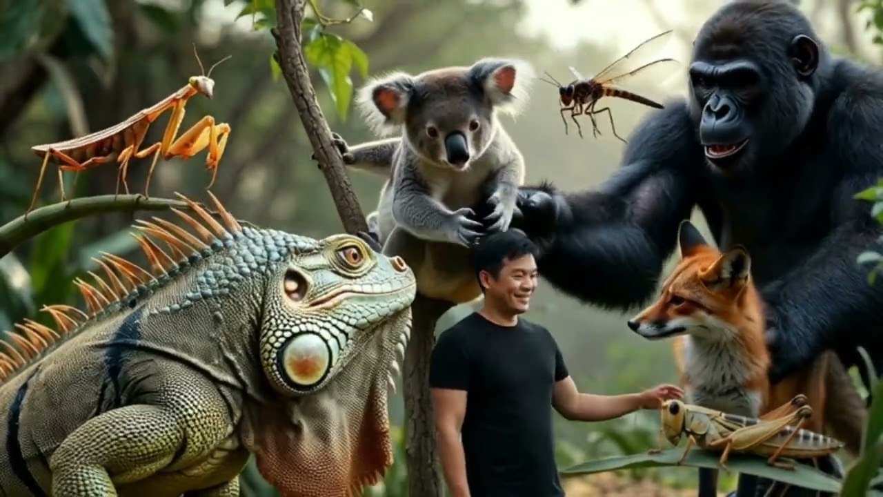  , Fox & Gorilla 🦎🐨 AI 3D Cartoon Comedy | Iguana, Koala & Funny Insect Farm 🐸🦗 Animals AI Cartoon 3